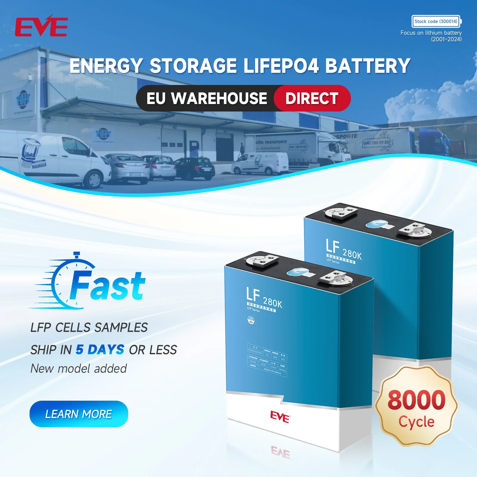 280K V3 Lifepo4 Battery Cell 280Ah 300ah 8000 Cycle 3.2V Rechargeable Battery Energy Storage Lifepo4 280ah Battery