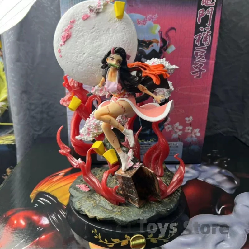 In Stock 31cm Gk Demon Slayer Figure Kamado Nezuko  With Light Action Figurine Collectible Model Statue Gift Toys For Children