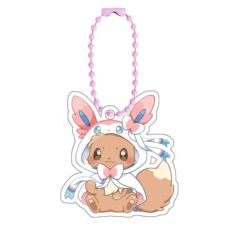 Llaveros de Pokémon de Anime Sylveon, Eevee Jolteon Umbreon Espeon Glaceon Leafeon, colgante de colección de figuras de acción acrílicas Diy