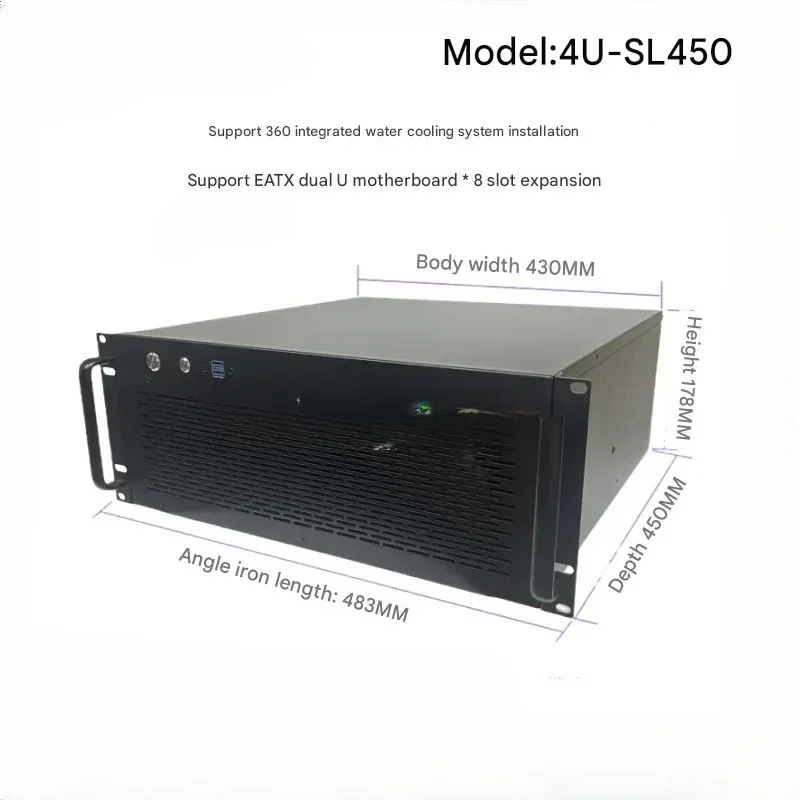 4U Server Chassis 8 Slots EATX Main Board 4090 Graphics Card Radiator 360 Water Cooling Row ATX Power Supply USB3.0