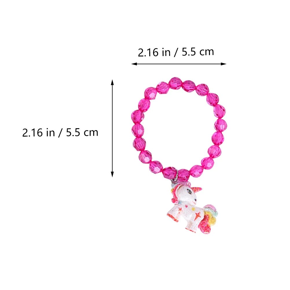 

5 Pcs Baby Girl Gifts Unicorn Rainbow Bracelet Kids Wrist Decor Beaded Bright Beads Jewelries Jewelry