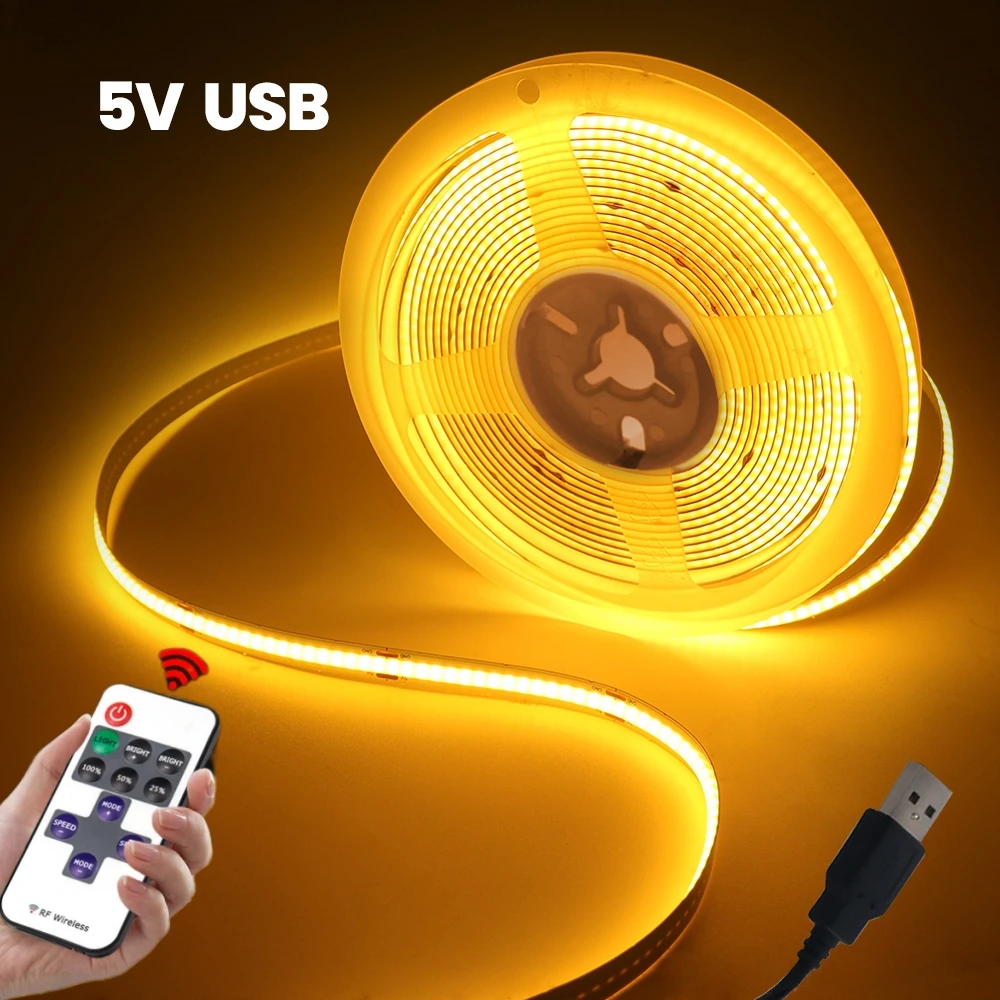 5V pasek przyciemniane światło LED USB z RF pilot zdalnego sterowania 8MM 320LEDs/M Bluetooth szafka TV lustro tło taśmy oświetlenie nocne