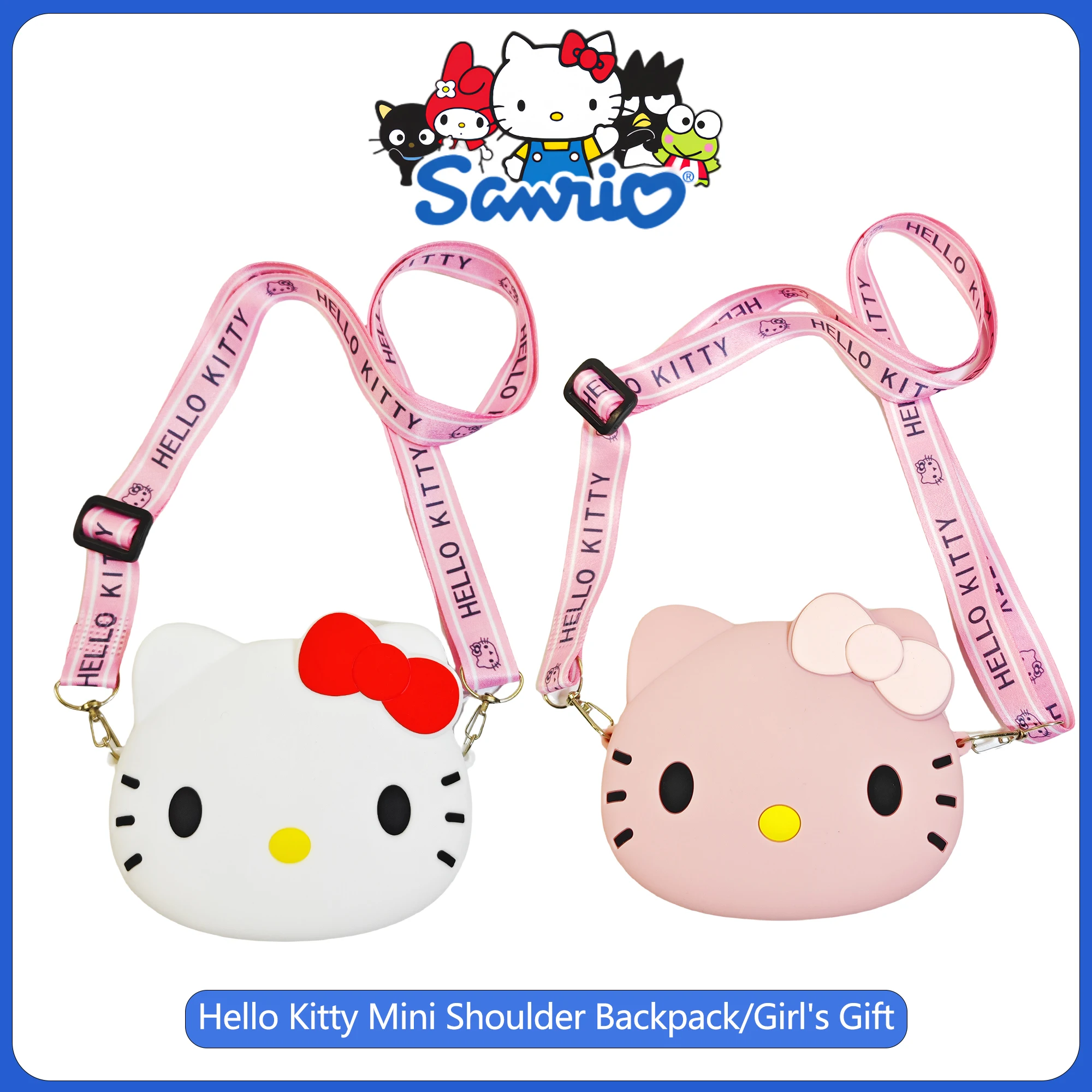 

Sanrio Kawaii Shoulder Bag Silicone Bag Hello Kitty Messenger Bag My Melody Cinnamoroll Coin Purse Children's Toys Gift
