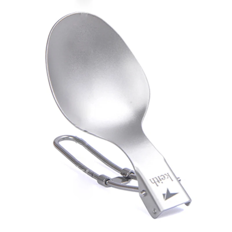 Keith Titanium Spoon Bacteriostatic Dinnerware Portable Outdoor Travel Picnic Camping Tableware Folding Spoon