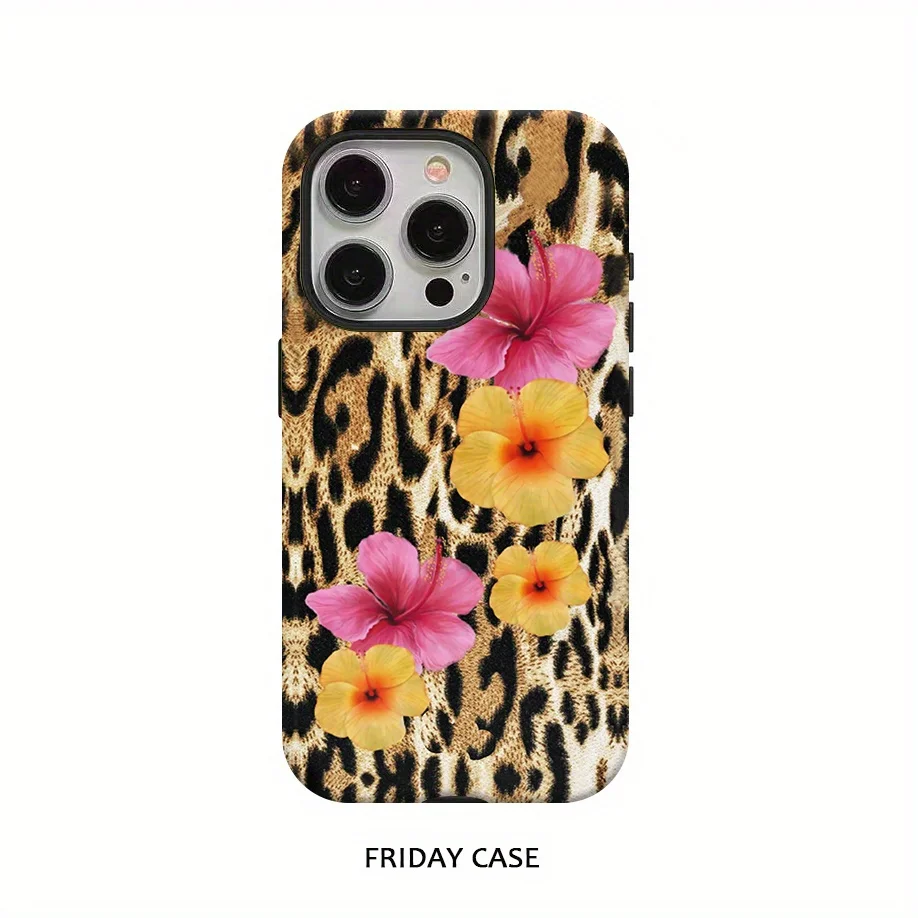 

Phone Case for iPhone 16 15 14 13 12 11 X XS XR XSMAX 7 8 Pro Max Plus Luxury Stylish Leopard Print Flow Double-layer Back Cover