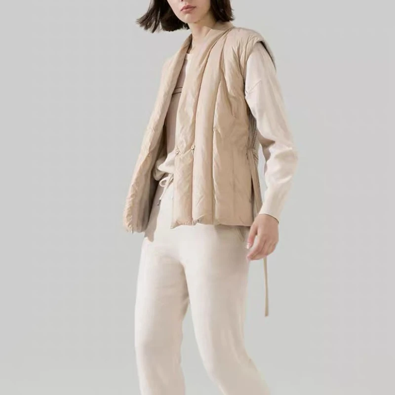 المرأة متماسكة تقليم الخامس رابطة عنق حزام الأبيض بطة أسفل سترة شتاء جديد قصير البخاخ صدرية