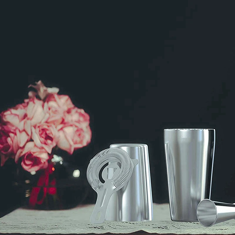 ABAH-Cocktail Shaker Set: Professional Boston Shaker, Cocktail Strainer And Jigger Set. 4 Piece Premium Stainless Steel Bar Supp