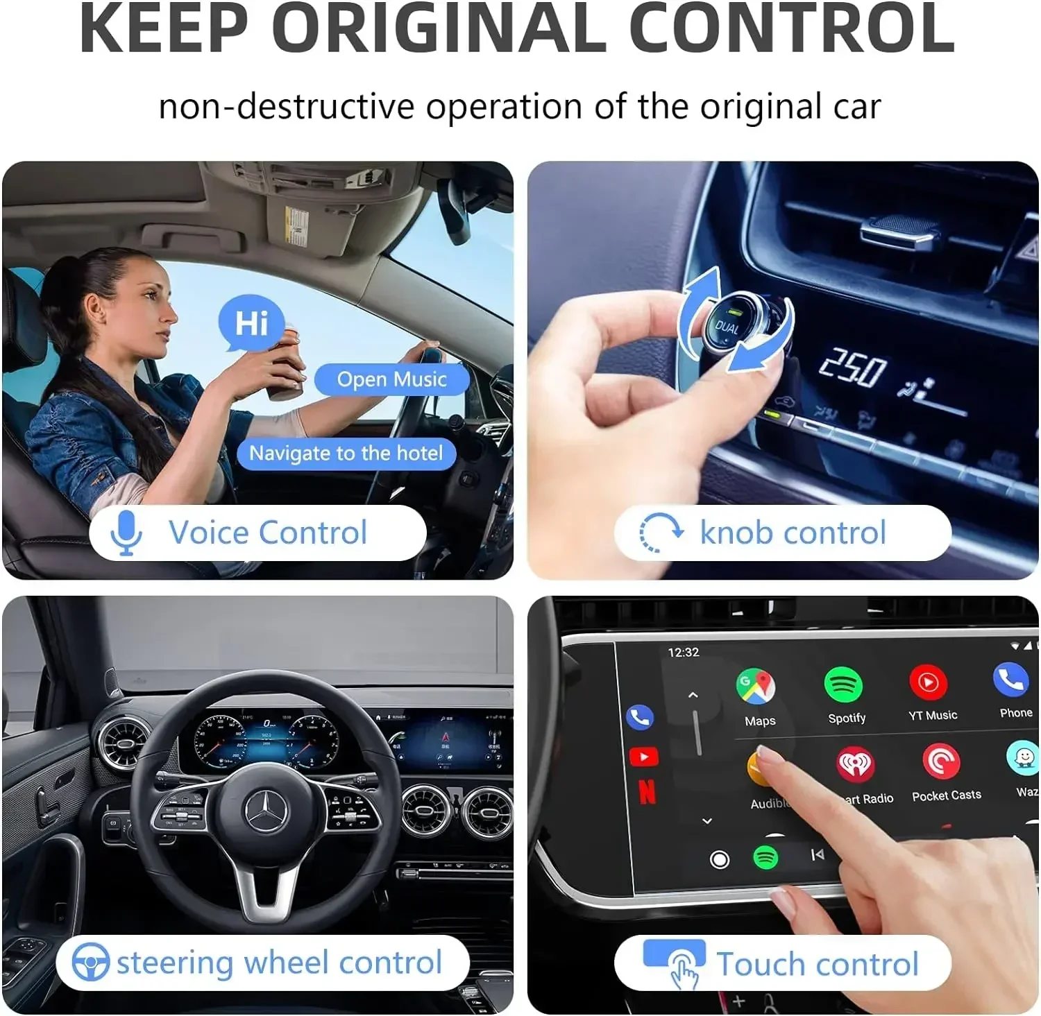 5 in 1 Carplay Ai Box Android Auto Wireless Carplay Adattatore Carplay Car Lettore multimediale Auto Connect per YouTube Netflix