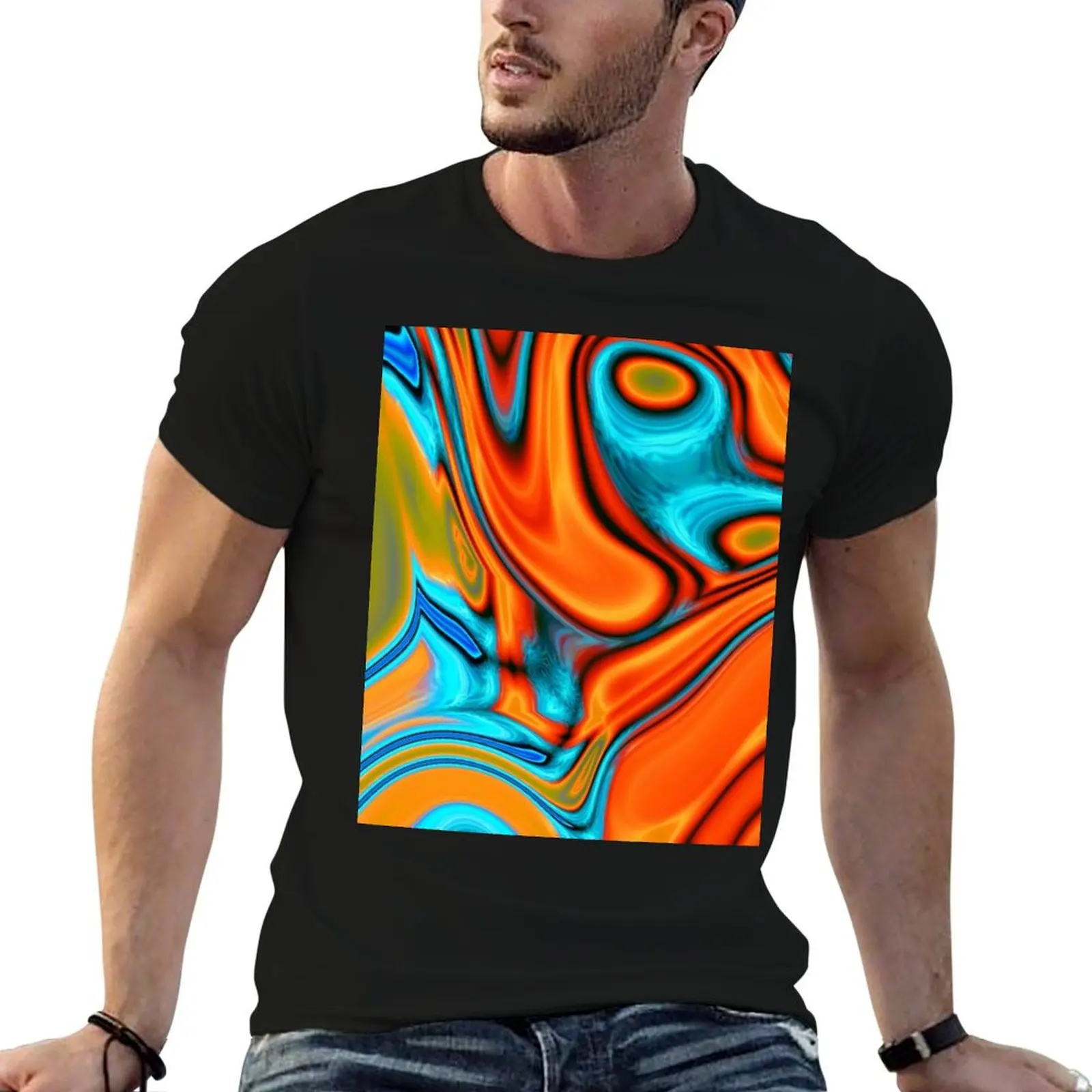 vivid modern Southwest hipster turquoise orange swirls T-Shirt cute tops aesthetic clothes sports fans mens clothing