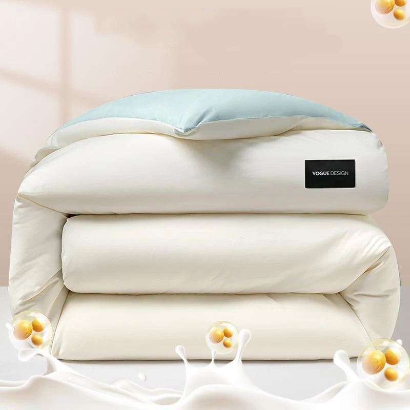 

High-quality Spring Summer Autumn Winter Duvet Fabric Soya Fibre Filling Quilted Comforter Solid Color Soft Blanket Quilt Core