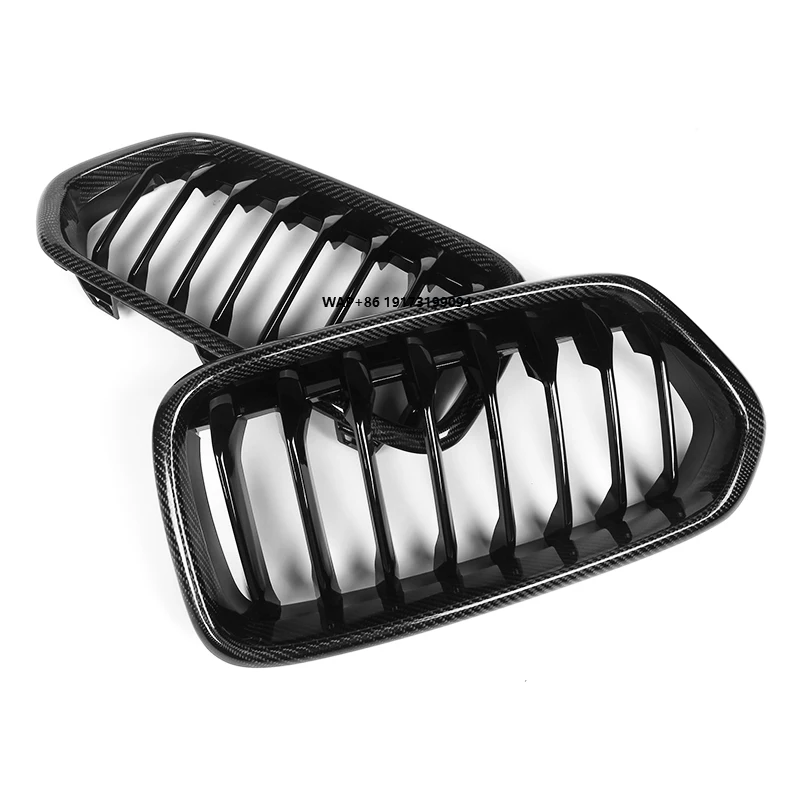 

Glossy Black Front Bumper Single Slat Front Kidney Grille for B-MW X2 2019 Grill Replacement Dual Slats Carbon Fiber F39 Grill