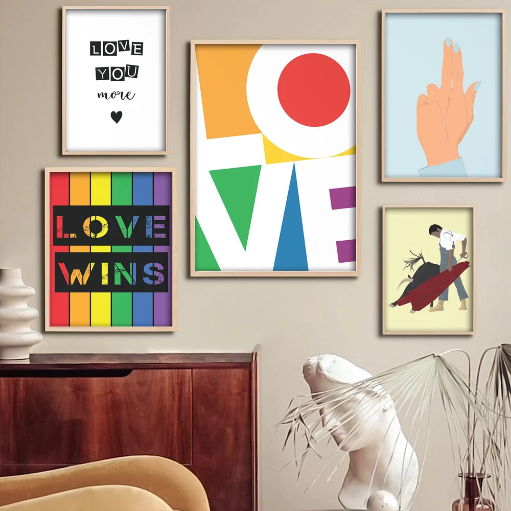 Love Quote LGBT Print Love is Love Gay Pride Art Retro Poster for Bedroom Home Decor