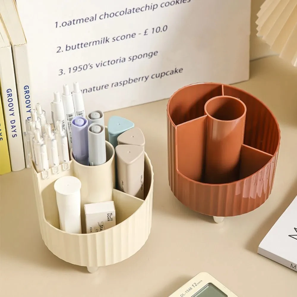 

360°Rotating Pen Storage Box Simple Tabletop Storage Makeup Brushes Holder Home Office Multi-function Stationery Organizer Shelf