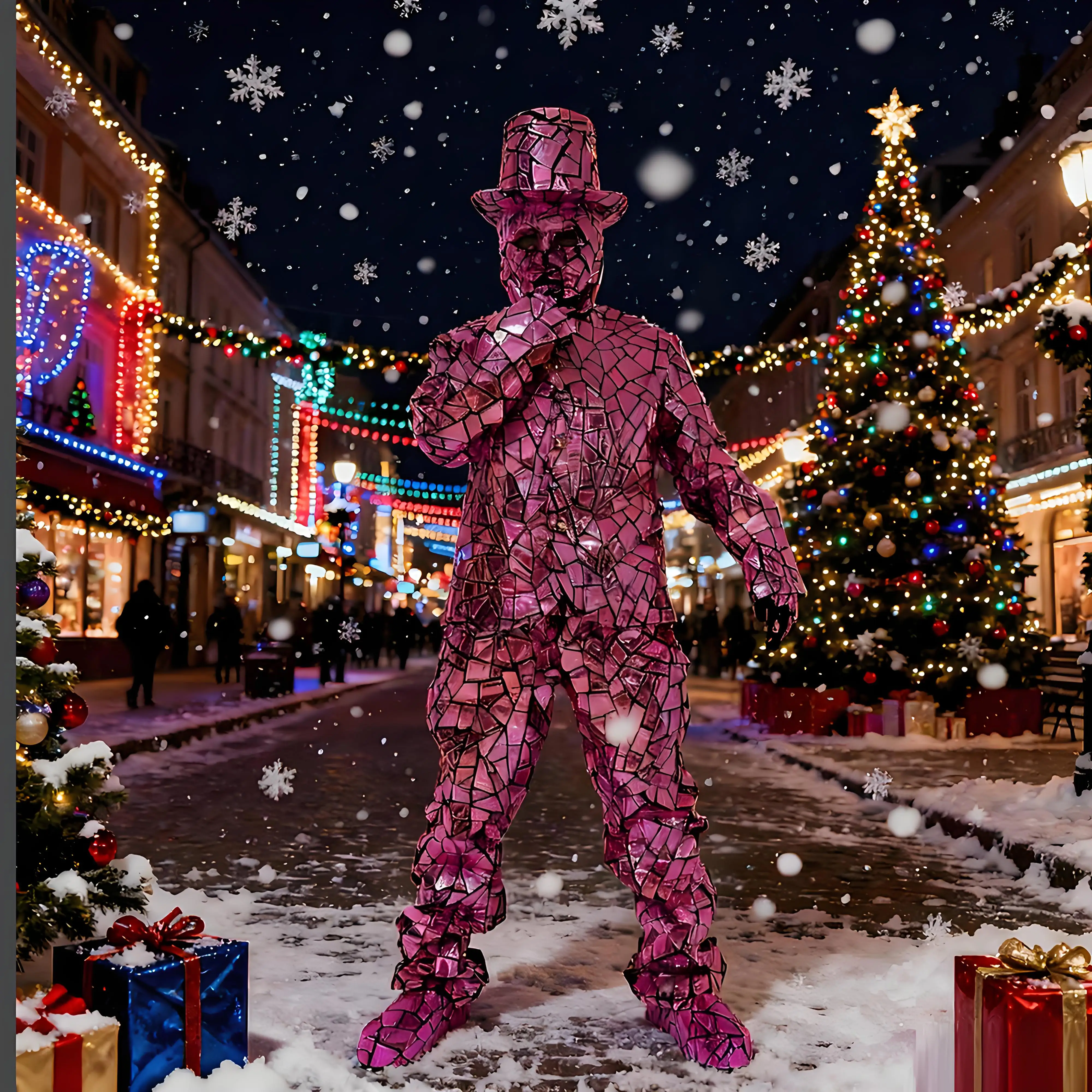 بدلة فيلم مرآة معدنية مستقبلية زي وردي أزرق نمط ملابس للمرحلة DJ الرقص العملاق الخيال العلمي تأثيري الأداء الزي #1