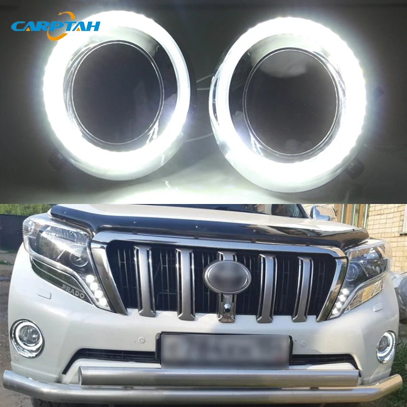 Car LED DRL 12V Daylights For Toyota Prado 2014 2015 Yellow Turn Signal Daytime Running Headlamps Auto Driving Lamp Foglamps