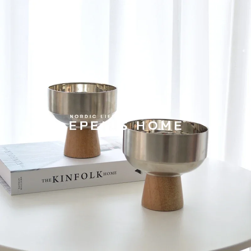 Nordic Ins Style Stainless Steel Storage Plate Living Room Desktop Storage Finishing Ornaments Simple Decorations Vintage Shooti