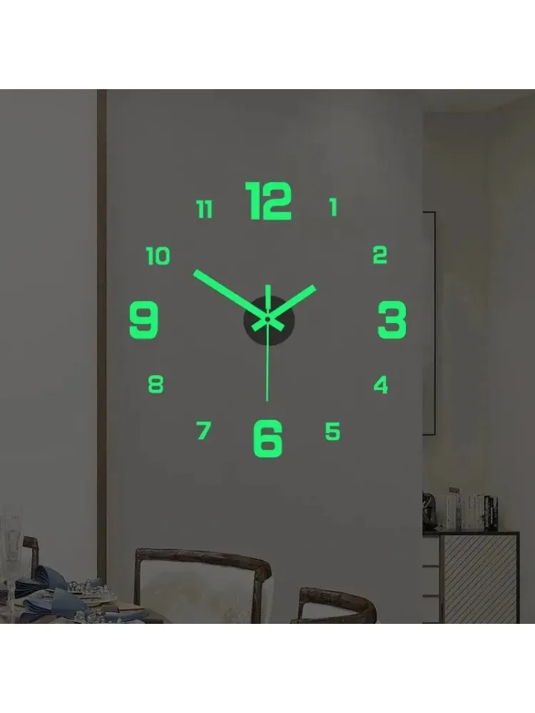 EW Kreative Einfache Leuchtende Digitaluhr Europäischer Stil DIY Geräuschlose Wanduhr Studierzimmer Wohnzimmer Bohrfreie Wandaufkleber-Uhr