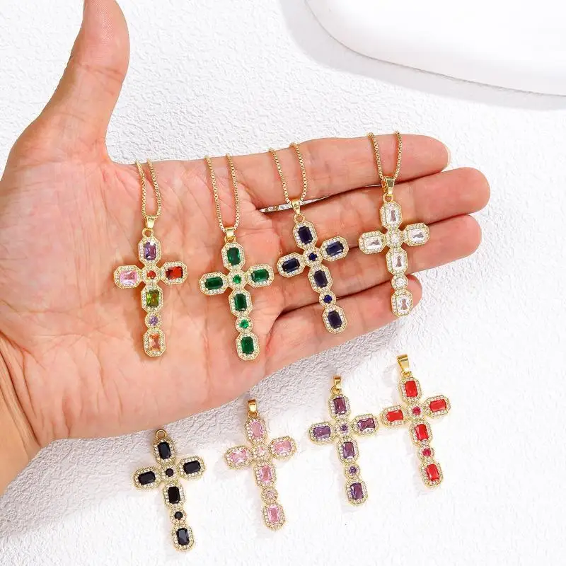 Kreuz-Boho-DIY-Anhänger, Hypoallergenes Messing mit Zirkonia für Schmuckherstellung, Handgefertigte Zubehörteile – Detail 4
