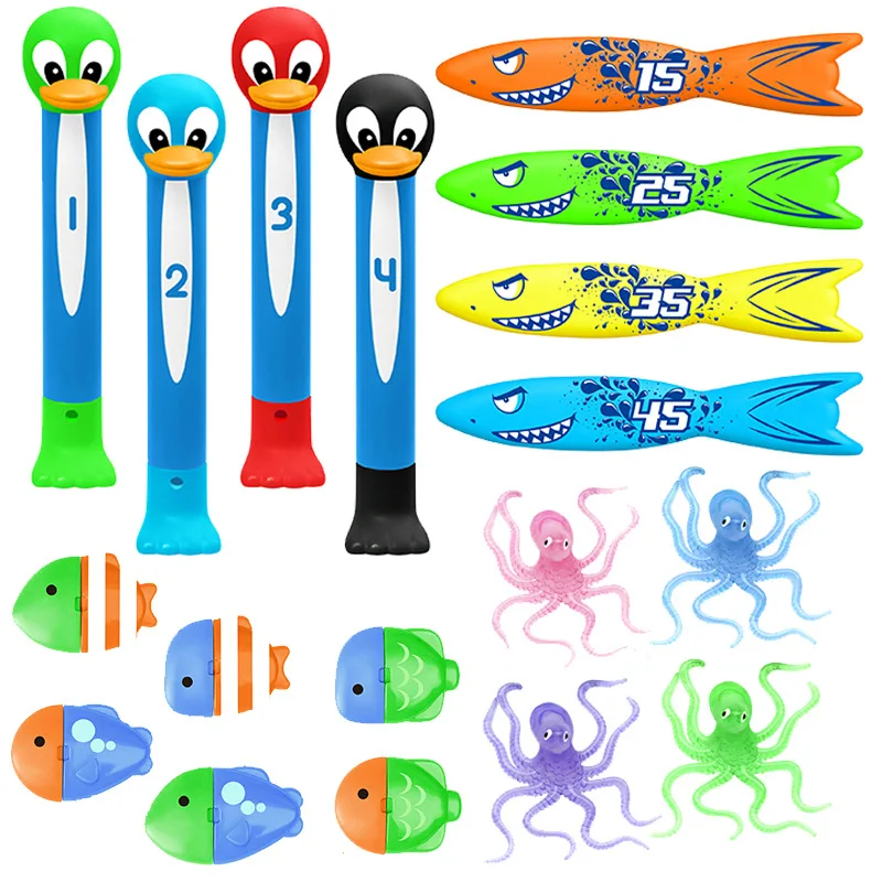 Sommer Schwimmen Tauchen Spielzeug Kinder Fisch Delphin Boje Pool Schatzsuche Tauchen Torpedo Rakete Meerjungfrau Kinder Wasser Spiel Spielzeug