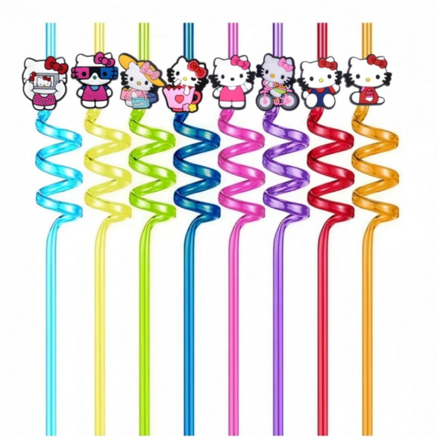 

Hello Kitty Straws For Girls Cartoon kawaii Theme Reusable Drinking Straws Birthday Decoration Party Supplies Baby Shower Toys