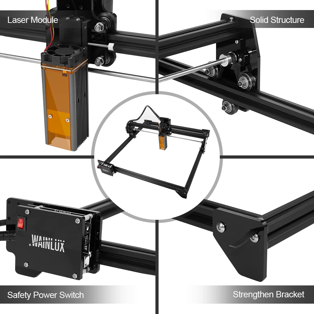 Wainlux Laser Engraver JL3 40w DIY Laser Engraving Cutting Machine Printer Big Power For Logo carving Cut wood Leather Metal