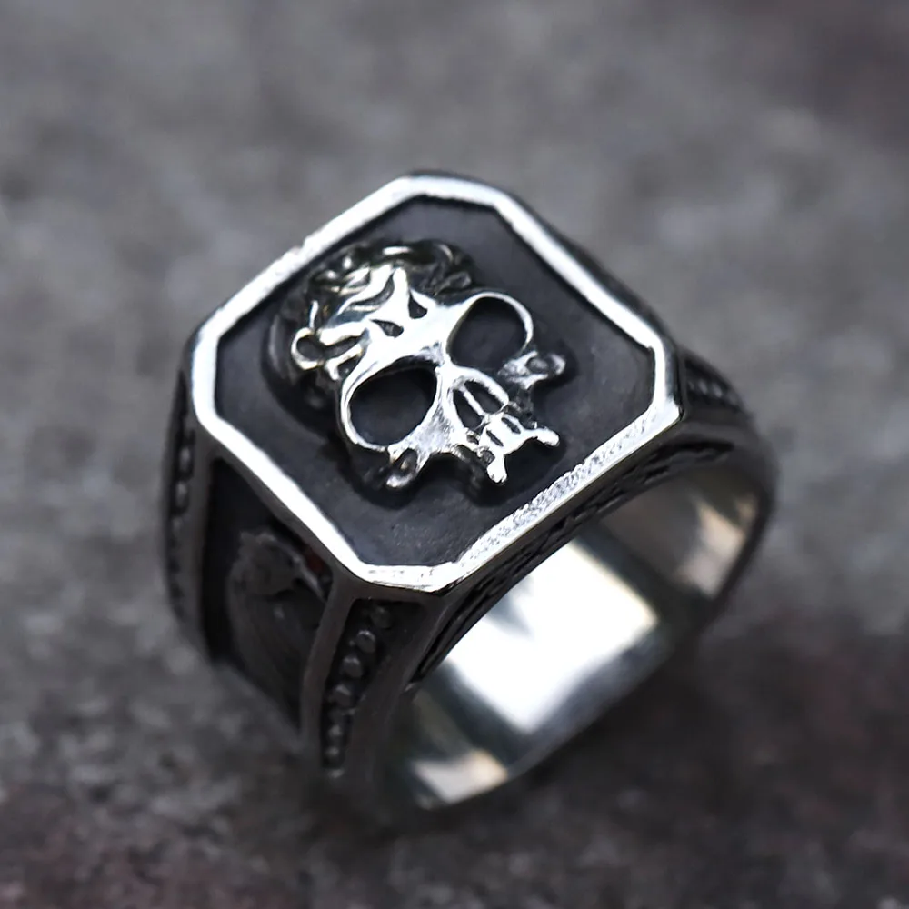 2023 NEW Men\'s 316L stainless-steel rings for teens Retro skull gothic punk biker fashion Hip hop Jewelry Gifts free shipping