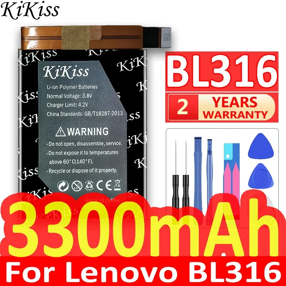 KiKiss New Battery 3300mAh BL316 3300mAh BL318 Battery for Lenovo Saver 2PRO L70081 BL316 BL318 Mobile Phone Batteries