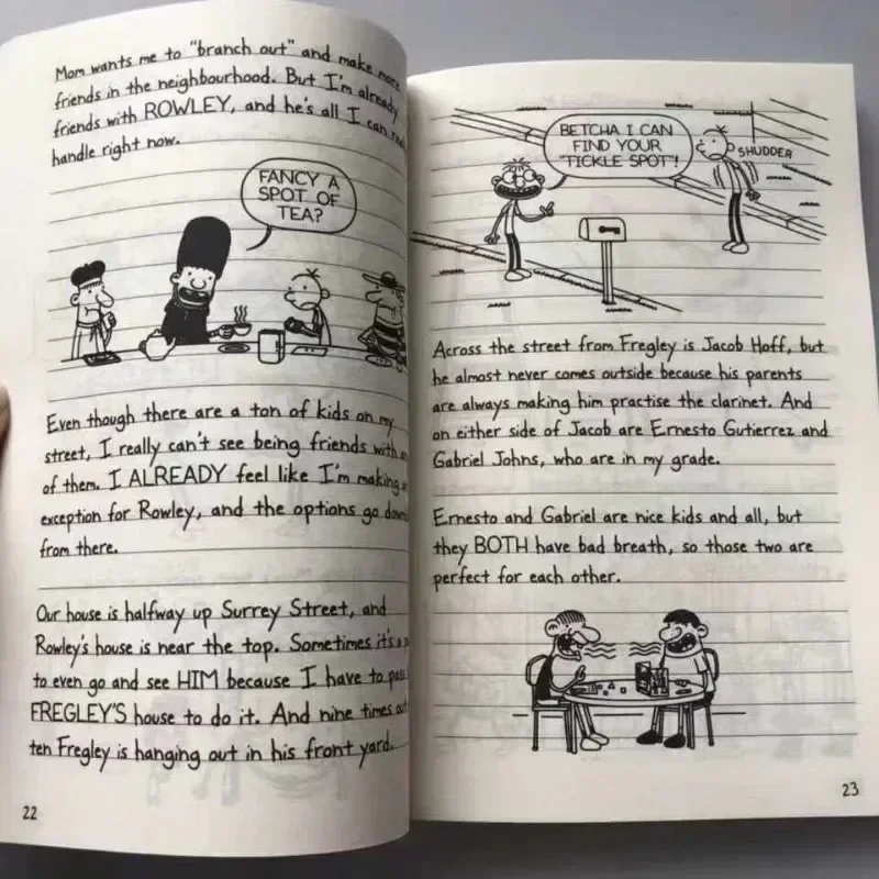 English Diary of a Wimpy Kid's Comic Novel Storage Book, Children's Reading Literature Gift, Random 2 Livros Diferentes
