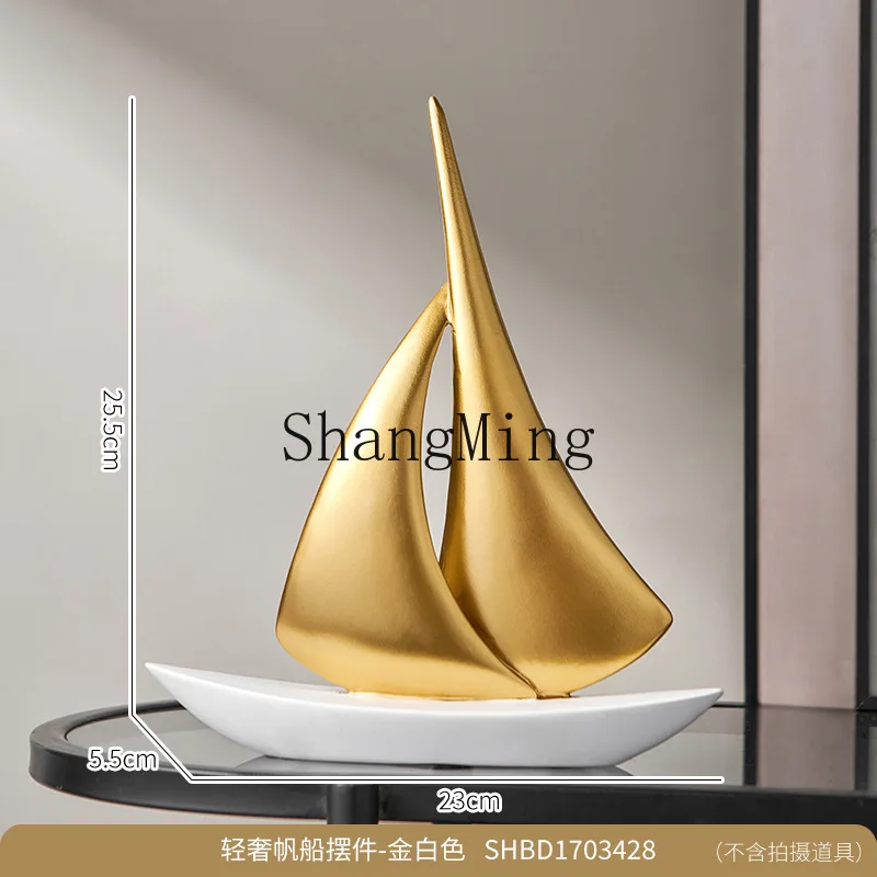 DSA Creative Modern Advanced Sailing Ornament Resin Crafts Office Living Room Wine Cabinet Entrance Ornament