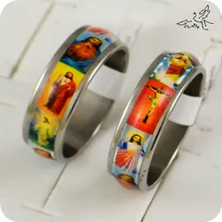 Catholic Christian Orthodox Holy Icon Jesus Virgin Mary Ring Multicolor Stainless Steel Rings Fashion Religious Jewelry