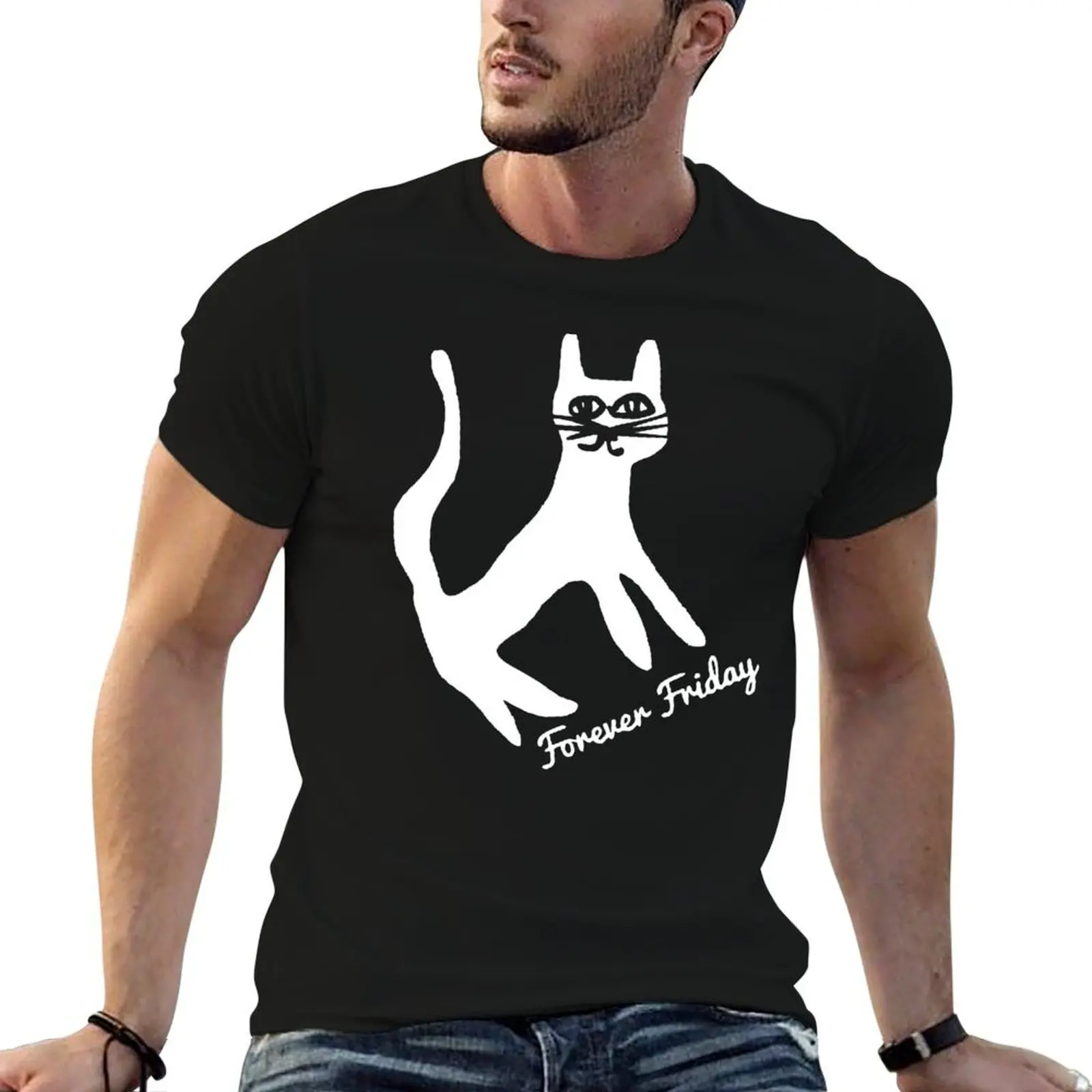 

forever friday cat T-Shirt anime t shirts oversize t shirt man designer T-Shirt