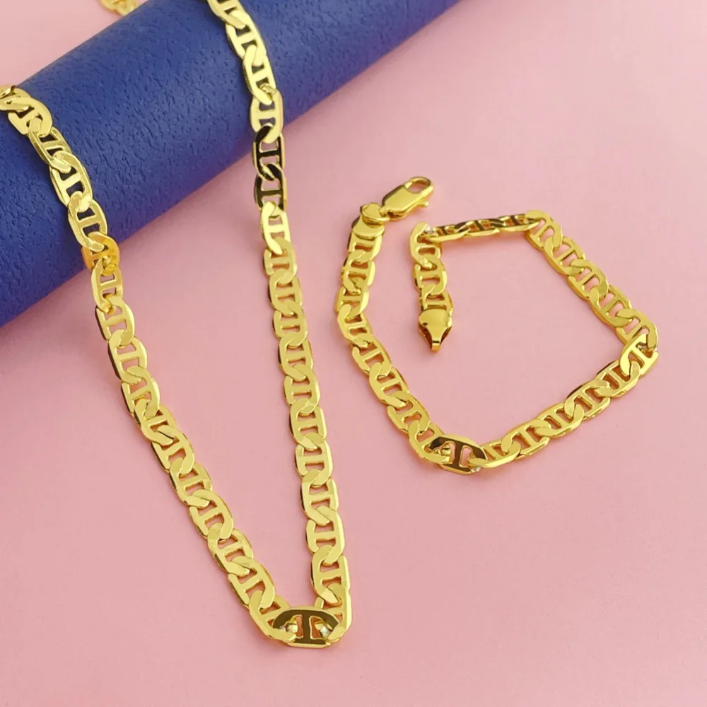 

Роскошный комплект из настоящего золота 24 карата 9999 пробы, мужское и женское кубинское ожерелье 6 мм, браслет