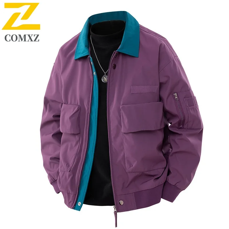 

COMXZ 2025 Spring New Trendy Trend Casual Jacket Men Windproof Waterproof Jacket Coat Mini Grid Fabric