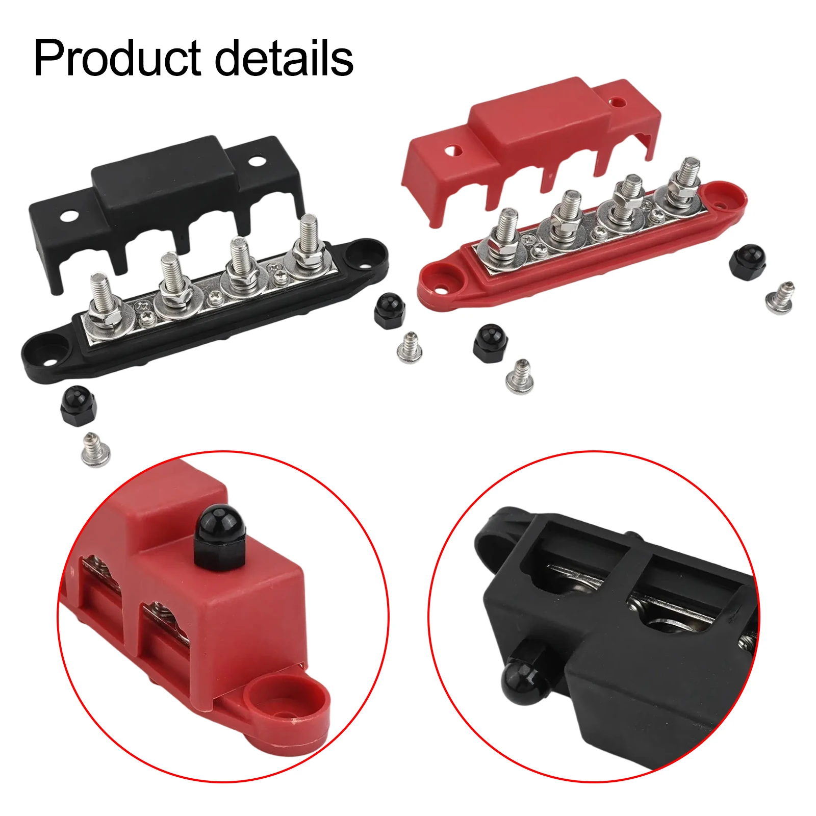 2Pcs 12V-48V 250A Power Distribution Block 4 Post Busbar With M8 Terminals For Caravan Boat Solar System Electrical Connection