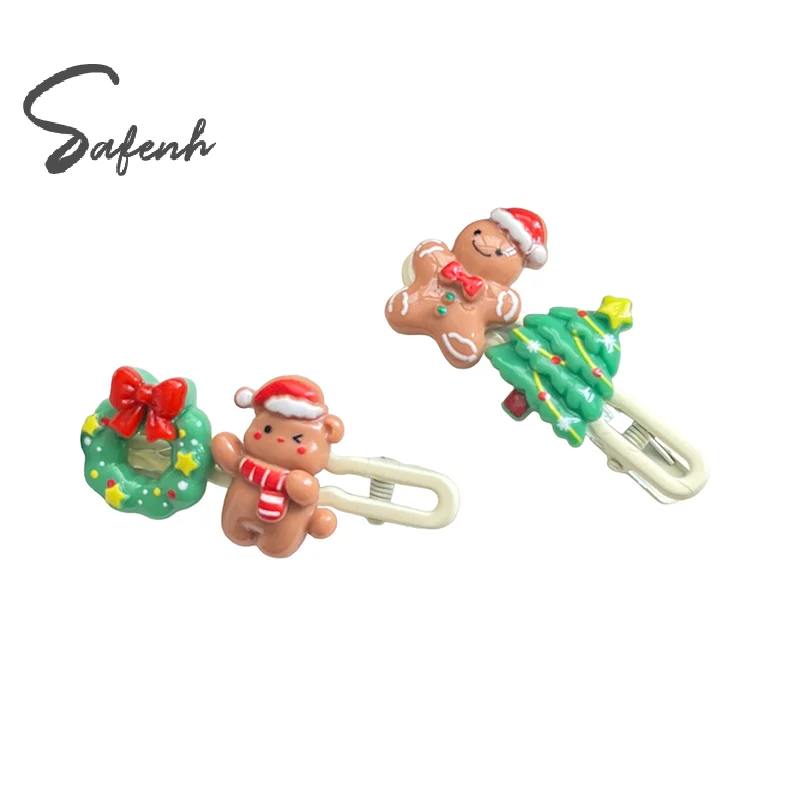 Christmas Hair Accessories Gingerbread Man Christmas Tree Hairpin Women Girls Cute Barrettes Bangs Clip Side Clip Christmas Gift