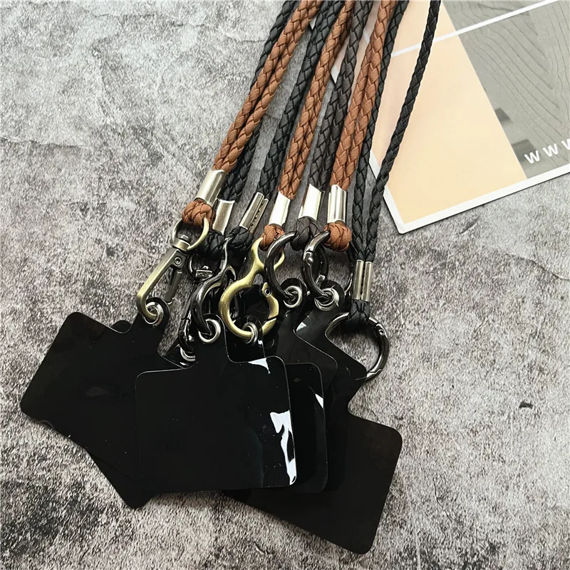 Cuerda de cuero de alta calidad, correas trenzadas de PU para llaves, cordón, llaveros móviles, correas para el cuello, cordones de cadena antirrobo