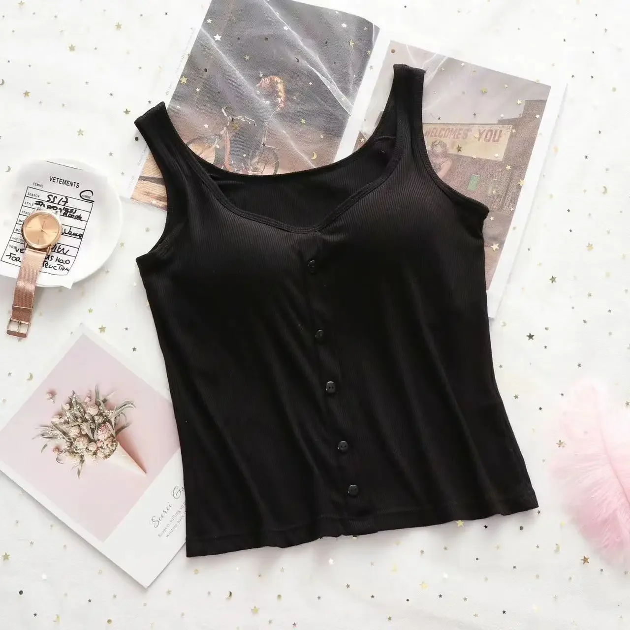 M-3XL For 35-75kg Modal Plus Size Women Camisole Top with Chest Pad Soft Comfortable Tank Tops