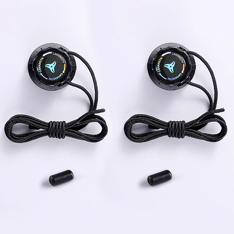 زوج واحد من أربطة الحذاء الأوتوماتيكية بدون أربطة باللون الأسود والأبيض بإبزيم دوار وأربطة سميكة وحبل أحذية رياضية وإكسسوارات الأحذية