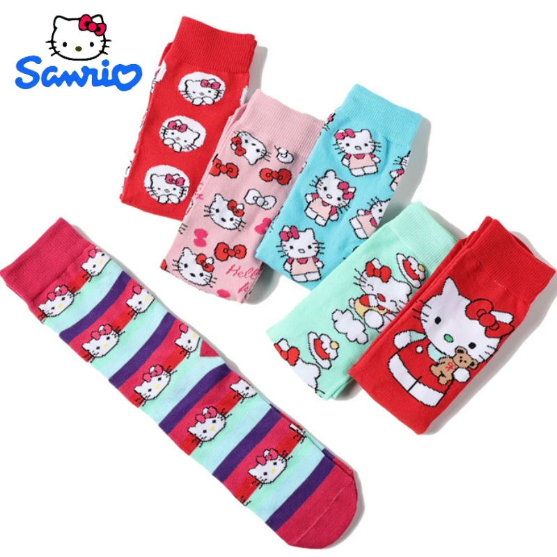 

Sanrio Hello Kitty Anime Socks Cartoon Kuromi Printed Fashionable High Quality Four Seasons Comfortable Popular Girl LongSock