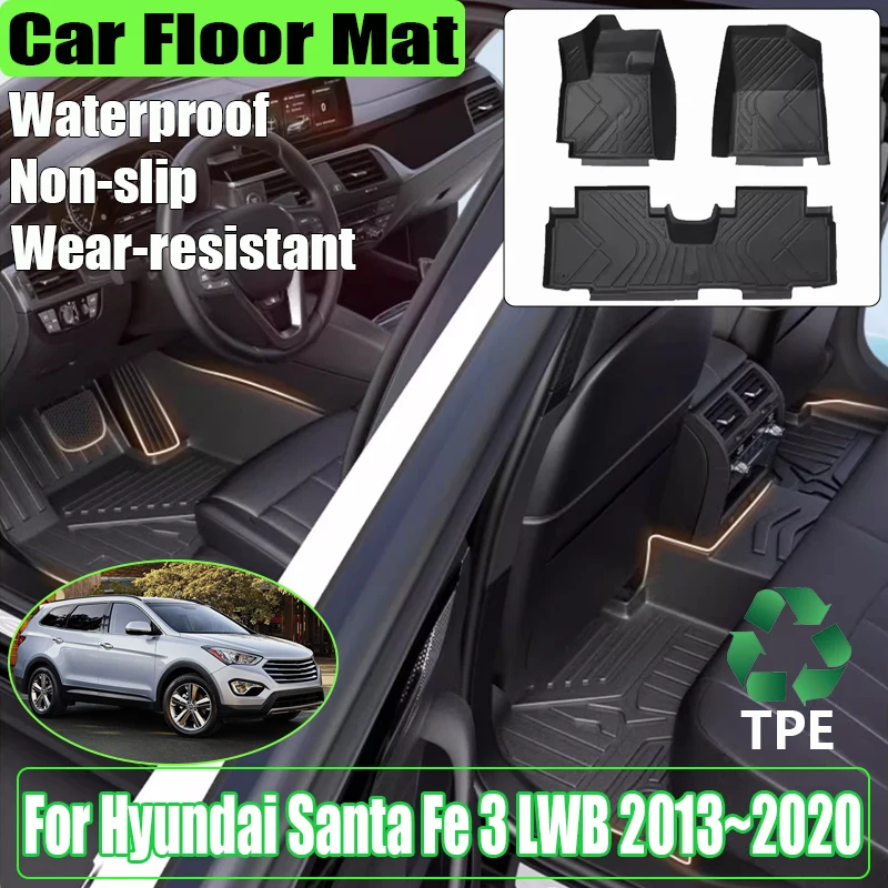 

For Hyundai Santa Fe 3 Car Accessories Maxcruz LWB XL NC 2013~2019 2020 TPE Floor Mat Waterproof Mud Carpet LHD Foot Pad Cushion
