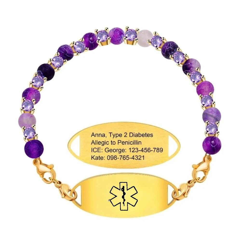 

6 мм браслет из костяного нефрита, медицинский знак, идентификационная запись информации, сделай сам, индивидуальные съемные натуральные бусины, роскошные подарки