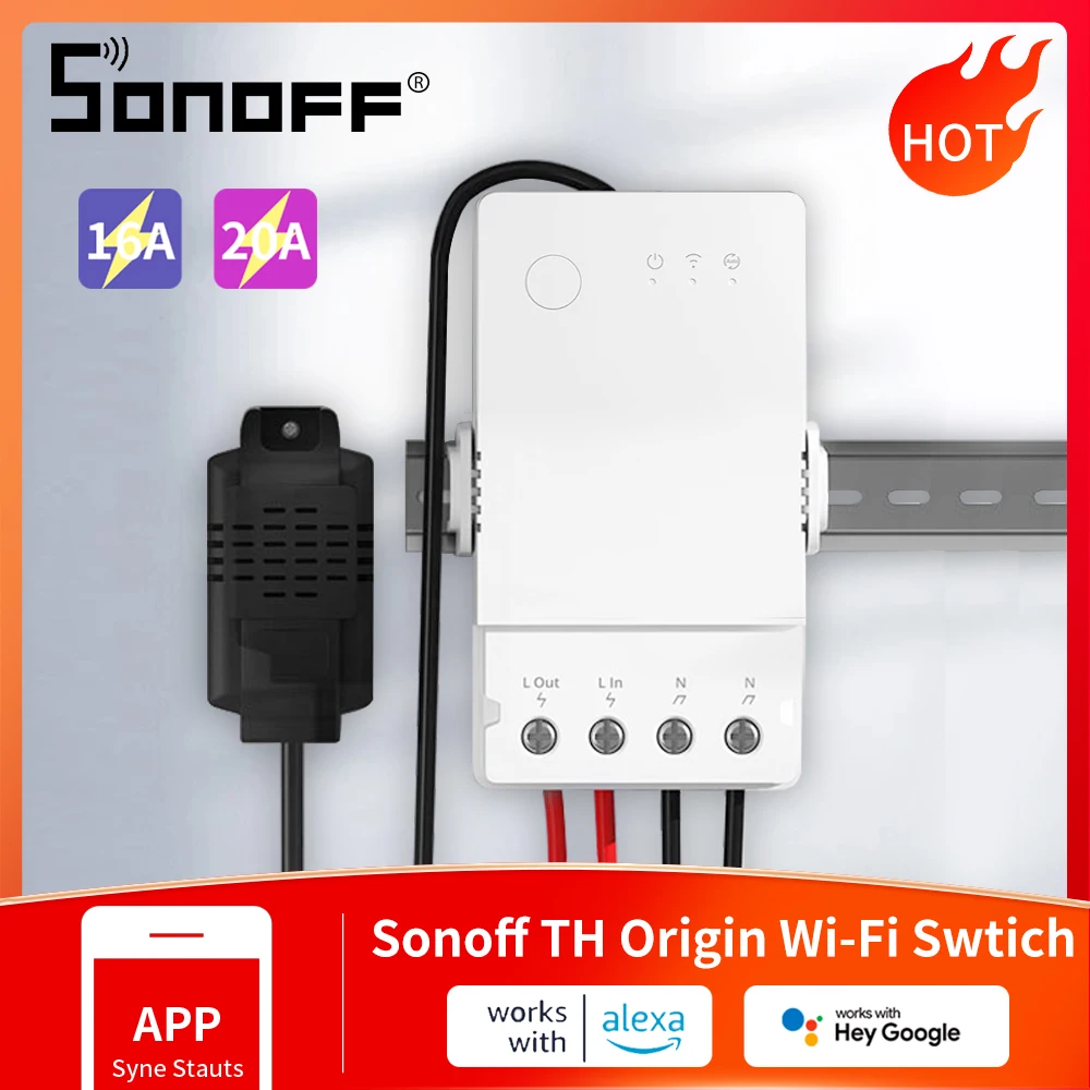 

Переключатель SONOFF TH Origin с Wi-Fi, контроллер температуры и влажности, 16 А, 20 А, улучшенная версия SONOFF TH10/16