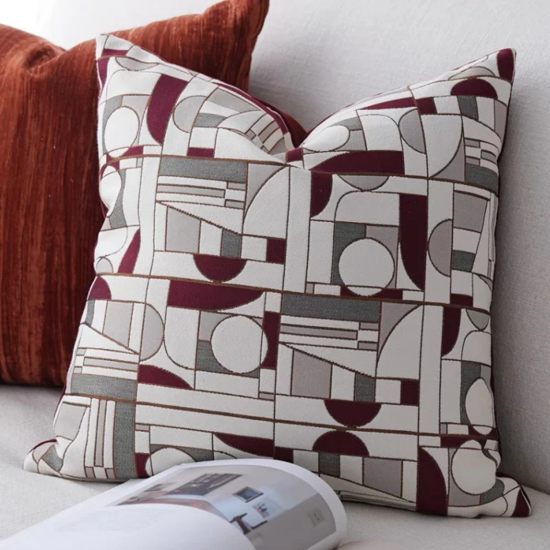 Black Burgundy Color Pillows Abstract Geometric Cushion Case Luxury Modern Decorative Pillow Cover For Sofa Chair Home Decorate