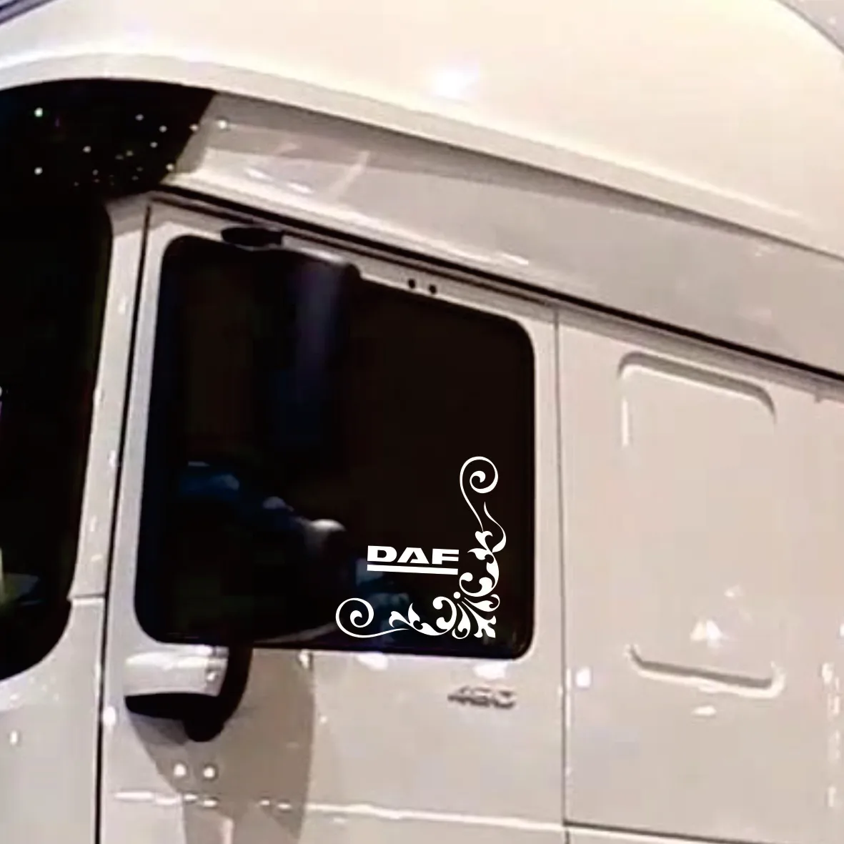 Picture 3: For x2 DAF Lorry Truck Cab Window Stickers Calligraphy Corner Vinyl Graphics LOR31
