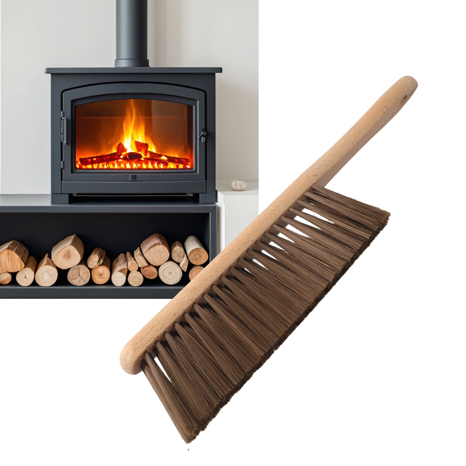 Edge Seam Brush for hearth Cleaning Tool Indoor Cleaning Brown Brush For Tight Corners Fireplace Fireplace Cleaning 36cm Length