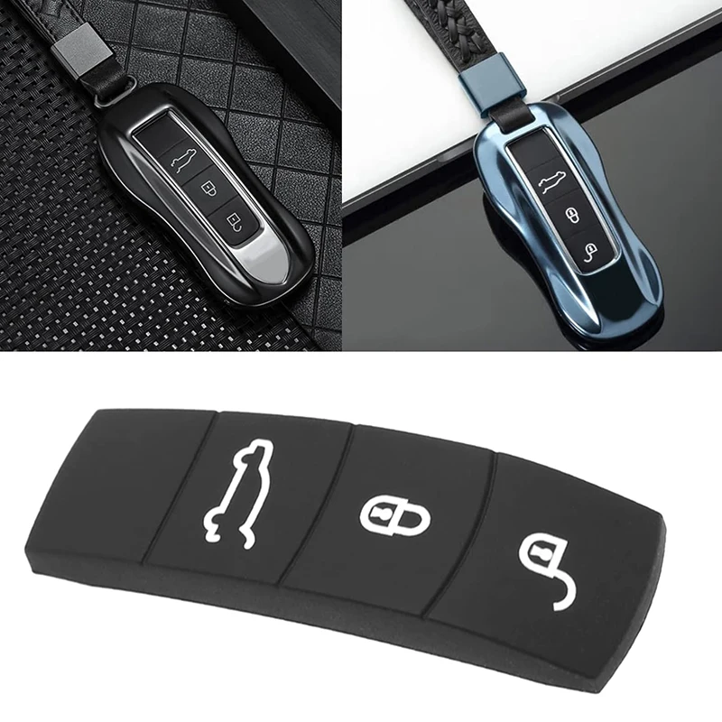 Car Key Case Rubber Pad For Porsche Cayenne Panamera Cayman Macan Boxster 718 911 Remote Control Key Button Replace