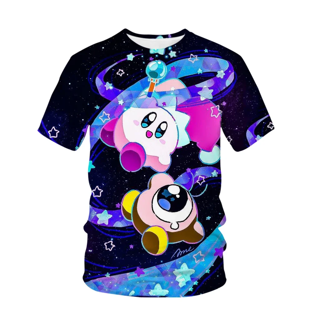 Anime Kawai Super Cute Star Kabi Cartoon Printed Children's Kirby Clothing T-shirt Summer Short Sleeve Children's Fashion G