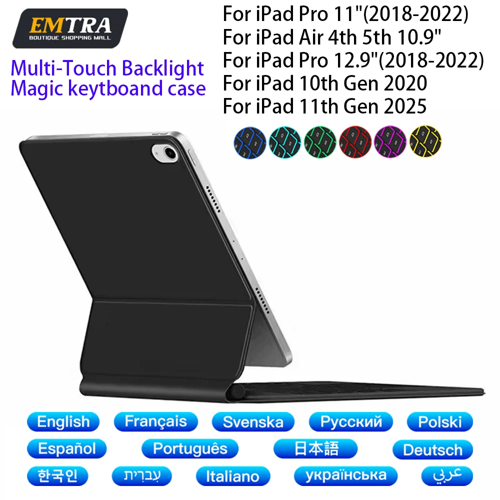 

Magic Keyboard Magnetic for IPad 11th 2025 Air A6 11 13in Bluetooth Keyboard Wireless for IPad Air 4 5 Pro 11 Backlit Case Stand