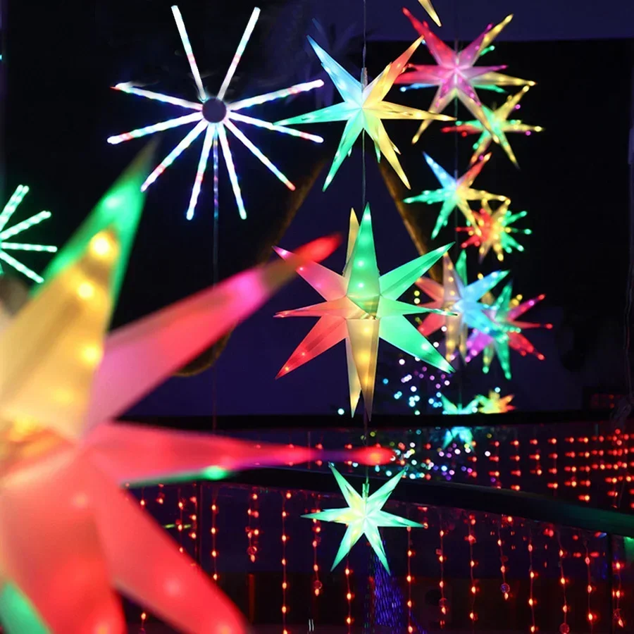 Dia40/50/60CM Smart Christmas Star Tree Topper Moravian Star Light LED Bluetooth App & RGBIC Remote Firework Starburst Light