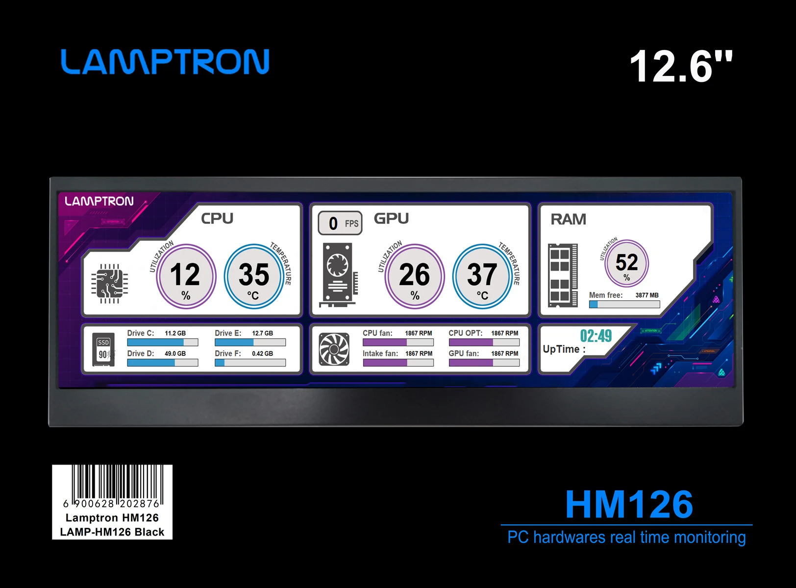 

LAMPTRON HM126 PC Hareware Monitor&Virtual keyboard